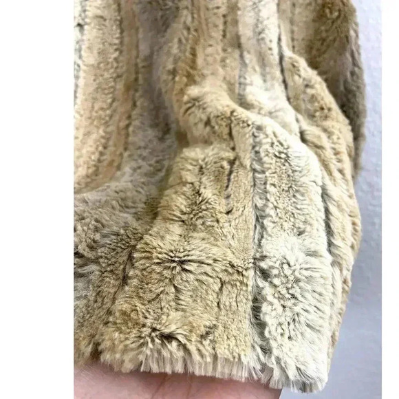 Faux Fur Beige MEDIUM Lining Pattern Open Vest Women's Mystree - Picture 4 of 13